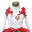 White Tank Top Red Ruffles Minnie Dots Bow & Sparkle Rhinestone I Love Dad Print TB1125